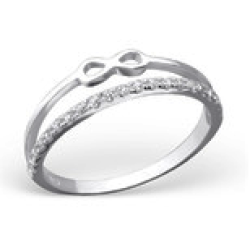 C1167-C23266- 925 Sterling Silver Infinity Cz Stones Ring - Size 8