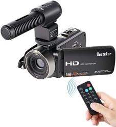 Video Camcorder Besteker Fhd 1080P Camcorders With External Microphone And Remote Control Digital Camera Camcorder