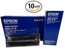 10-PACK Genuine Epson ERC-27B Black Ribbon Cartridge For Pos Printers: TM-290 TM-290 II TM-U295 M-290