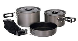 Texsport Black Ice The Scouter 5 PC Hard Anodized Camping Cookware Outdoor Cook Set With Storage Bag