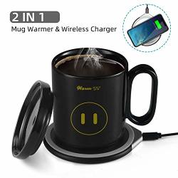 Coffee Mug Warmer With Wireless Charger Yisun 2 In 1 Mug Warmer Set Constant Temperature 122F 50C Best Gift Idea For Home & Office Use