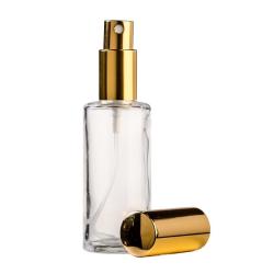 50ML Clear Glass Round Perfume Bottle With Gold Spray & Gold Cap 18 410
