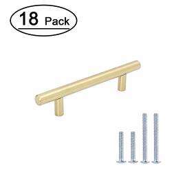 4IN Drawer Pulls Gold Cabinet Handles Stainless Steel Cabinet Pulls - Lontan LH201GD Modern Cabinet Handles For Dresser Drawers 6-2 5IN Overall Length 18 Pack