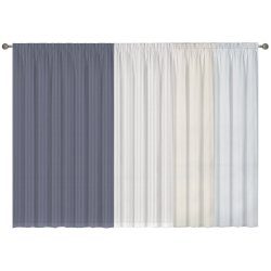 ALWAYS HOME - Lined Taped Curtain Wide Stripe White
