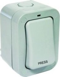 Masterplug IP66 Single Press Retractive Outdoor Switch With Press Marking