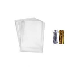 200 Pcs 6 In X 4 In Clear Flat Cello Cellophane Treat Bags 1.4MIL Good For Bakery Cookies Candies Dessert.