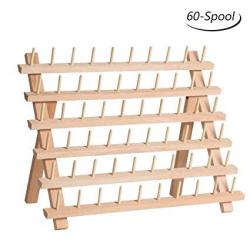 Haitral 60-Spool Thread Rack Wooden Thread Holder Sewing Organizer for Sewing Quilting Embroidery Hair-braiding
