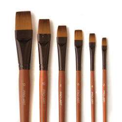 Nylon Short Handle Flat Brush Brown - Size 10