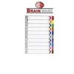 Brainware Board A4 Colour Index Numeric 1 To 10 Tab Dividers Retail Packaging No Warranty