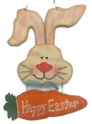Handmade Happy Easter Bunny Wooden Hanging Decoration