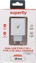 38W Dual USB Pd And Qc Wall Charger - White