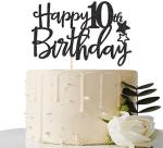 10 & Fabulous Party Decoration MaiCaiffe Black Happy 10th Birthday Cake Topper,Hello 10 Cheers to 10 Years 