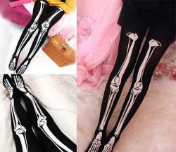 Skeleton Print Stockings Pantyhose - One Size Fits Most