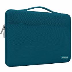 Mosiso Laptop Sleeve 360 Protective Case Bag Compatible With 13-13.3 Inch Macbook Pro Macbook Air Notebook With Trolley Belt Polyester Shockproof Carrying Case Handbag Deep Teal
