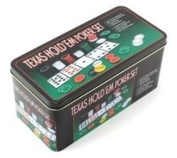 Texas Hold'em Poker Set With Black Jack Mat