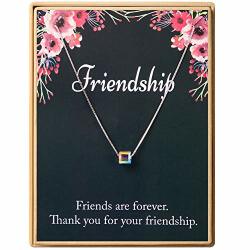 Friendship Gift 925 Sterling Silver Square Crystal Pendant Necklace Gift For Friends Sisters Women Fine Jewelry