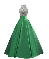 Heimo Women's Sequined Keyhole Back Evening Party Gowns Beaded Formal Prom Dresses Long H123 16 Green