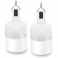 2PCS Rechargeable Camping Lantern Flashlight Super Bright LED Lantern Portable Camping Lights Outdoor Tent Light Hanging Camping Lamp With 3 Modes Restractable Hook