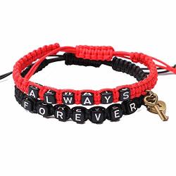 Always In My Heart Forever In My Heart Inspirational Leather Key Lock Bracelet Black Red
