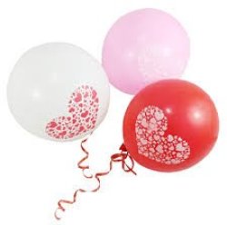 Balloon With Heart Print - Pack Of 10