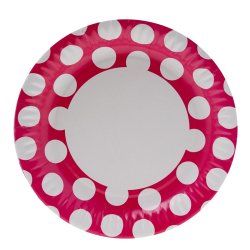 SC PARTY - 8 Pack Paper Plates 23CM Pink Polka Dot
