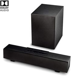 Atune Analog Tv Wired Wireless Sound Bar 2.1 Channel 5.0 Bluetooth Speaker With Wireless Subwoofer Compatible Dolby Digital 16 In Black