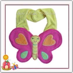 Baby Girl Social Butterfly 3 Layer Waterproof Soft Toweling Bib With Easy Snap Closing