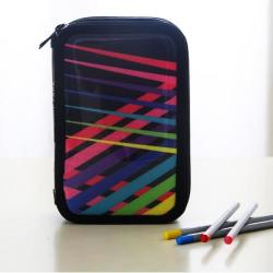 School Stationery Office Supply Creative Multi-layer Pen Pencil Case Bag Color Stripes