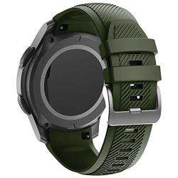 Ancool Compatible With Gear S3 Bands Soft Silicone Straps Seamless Connection Watch Bands Replacement For Gear S3 Frontier classic galaxy Watch 46MM Smartwatches Olive Green