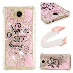 Huawei Y5 2017 Case Tznzxm 3D Fashion Cartoon Design Shiny Glitter Liquid Floating Bling Sparkle Quicksand Shockproof Protective Bumper Soft Cover For Huawei Y5