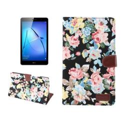 Huawei Mediapad M3 Lite 8.0 Flower Pattern Cloth Surface Horizontal Flip Leather Protective Case ...