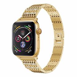 Fashion Women Durable Crystal Bracelet Band Strap For Apple Watch Series 4 40MM Gold