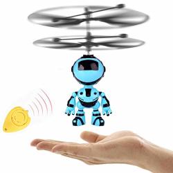 Gbell Rc Helicopter Flying Kids Robot Toys - Rechargeable MINI Infrared Induction Remote Control Robot Drone Educatioanl Toy Gifts For Boys Girls Kids Adults Blue