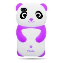 4 Items Combo For Apple Ipod Touch 4 Itouch 4 - Purple 3D Panda Design Soft Silicone Skin Gel Cover Case + Premium Lcd