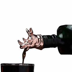 Jonesonstore Wine Pourer Bottle Pourer Animal Pourer Wine Aerator Pourer Head Rhino Shape Wine Bottle Stopper For Wine Tools Gifts Rose Gold Rhino