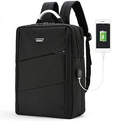 Modoker Travel Business Backpack Laptop Backpack Briefcase With USB Charging Port Travel Bag For Women Men Fit For 15 Inch Laptop Black