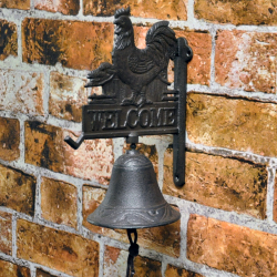 Rusty Iron Coloured Roaster Welcome Wall Bell