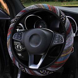 Great Grip Stretchy Steering Wheel Covers Universal Baja Hippie Ethnic Style Cloth Car Accessories for Women WELLVO Boho Steering Wheel Cover