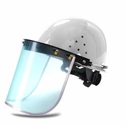 Aqwwhy Safety Helmet Safety Protection Safety Hard Hat With 180 Adjustable Clear Safety Face Shield Visor Screen Anti Scratch Splash Eye Protection Cover Color : White