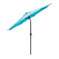 Hyd-parts Adjustable 10FT Patio Umbrella Solar Powered LED Lighted Table Sheds Umbrella With Wind Vent Lake Blue