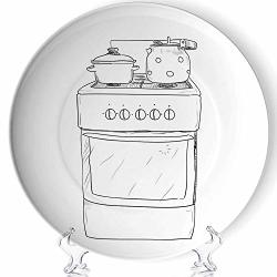 Cudevs Hand Drawn Sketch Of Kitchen Stove Christmas Plate 6 7 8 Inch Plate Ceramic Plates Holder Plate Art Holiday Plates 093458 6 Inch