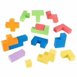 Hey Play Foam Blocks Sensory Building Puzzle Toy For Toddlers & Children Soft Manipulative Cube Shapes - Creative Play & Spatial Learning