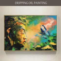 TOP Artist Hand-painted High Quality Buddha Figure Oil Painting On Canvas Impressionist Buddha