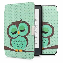 Kwmobile Case For Kobo Clara HD - Book Style Pu Leather Protective E-reader Cover Folio Case - Sleeping Owl Turquoise brown mint