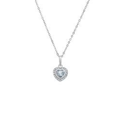 Sterling Silver Aquamarine Blue Cubic Zirconia Kids March Birthstone Pendant Necklace