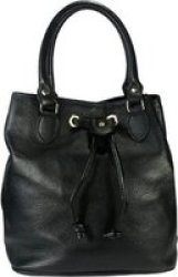 Icom Icon Strong Leather Bucket Handbag For Maximum Storage Black