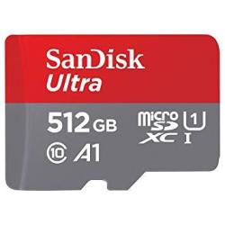 Sandisk 512GB Ultra Microsdxc Uhs-i Memory Card With Adapter - 100MB S C10 U1 Full HD A1 Micro Sd Card - SDSQUAR-512G-GN6MA
