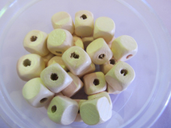 Wooden Beads Peach Cube - 10mm - 20pc
