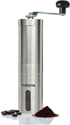 Manual Coffee Grinder With Ceramic Burr By Cozyna Coffee Bean Grinder Stainless Steel - Aeropress Compatible - Original