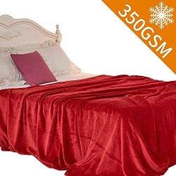 Aidear E-Commerce Aidear All-season Super Soft 350GSM Flannel Fleece Plush Bed Blanket King Size 104"X90" Red